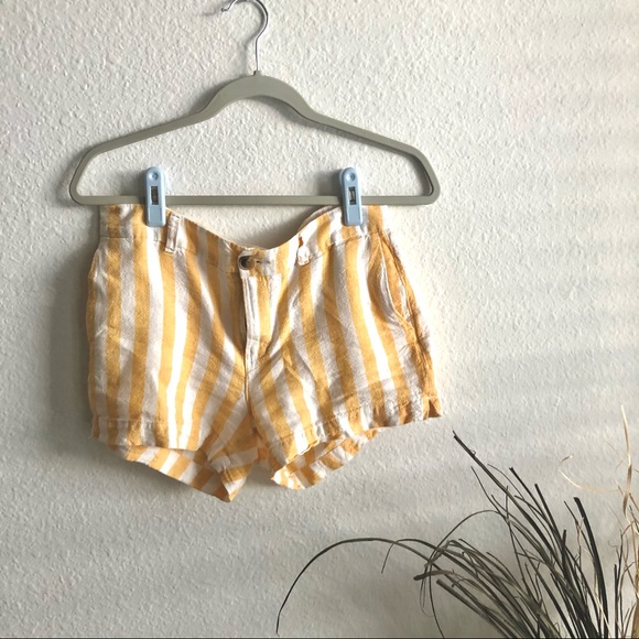 Yellow white striped old navy linen shorts - Picture 4 of 8